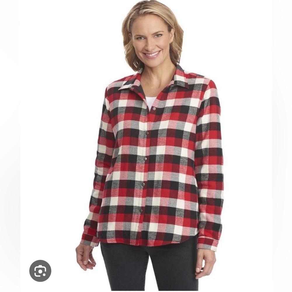 WOOLRICH Fleece Lined Plaid Snap Button Shacket Sz Lg